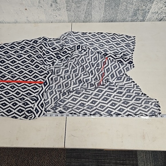 THML Dress Women's Small Navy‎ White Tribal Print Maxi Sleeveless Boho Orange - Picture 9 of 11